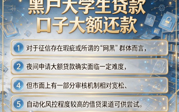 黑户大学生贷款口子大额还款，条列五个网黑夜间可下款的口子