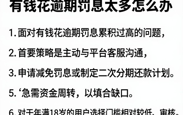 有钱花逾期罚息太多怎么办,条列五个网贷容易下款18岁的软件