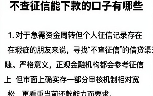 不查征信能下款的口子有哪些,详尽说明五个值得信赖的借贷口子