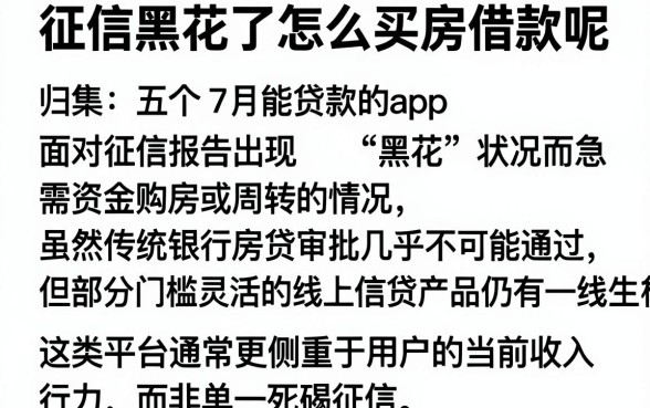 征信黑花了怎么买房借款呢,归集五个7月能贷款的app