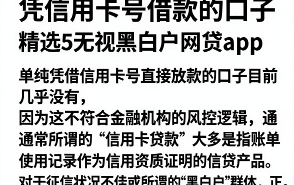 凭信用卡号借款的口子,精选5个无视黑白户网贷app