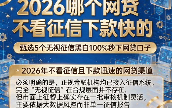 2026哪个网贷不看征信下款快的，甄选5个无视征信黑白100%秒下网贷口子