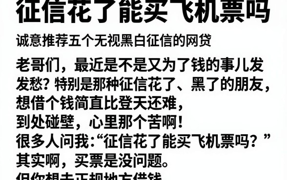 征信花了能买飞机票吗,诚意推荐五个无视黑白征信的网贷