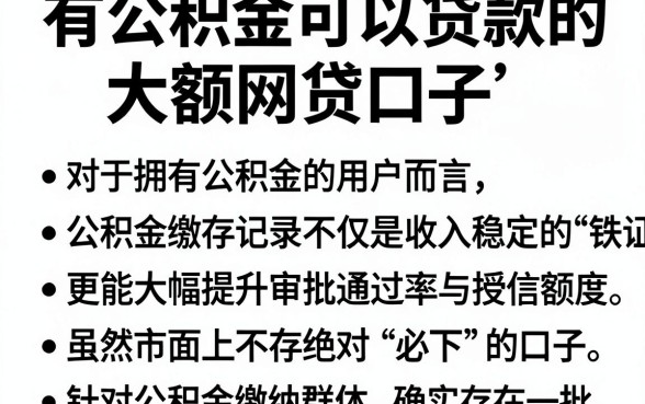 有公积金可以贷款的大额网贷口子,胪列五个无视黑白必下款的网贷平台