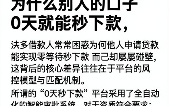 为什么别人的口子0天就能秒下款，概览五个网贷口子风控不严的平台