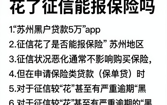 花了征信能报保险吗,概览五个苏州黑户贷款5万的app