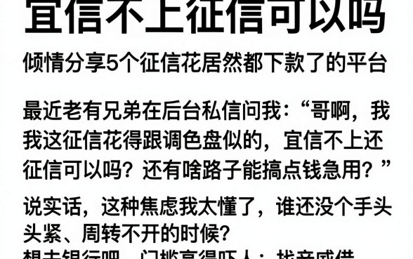 宜信不上征信可以吗,倾情分享5个征信花居然都下款了的平台
