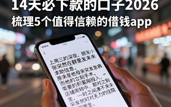 14天必下款的口子2026,梳理5个值得信赖的借钱app