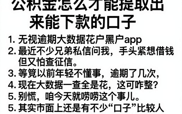 公积金怎么才能提取出来能下款的口子,条列五个无视逾期大数据花户黑户app