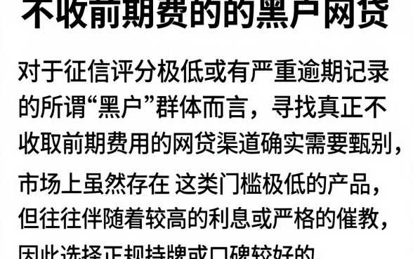 不收前期费的的黑户网贷,详细阐述五个无视评分的贷款口子