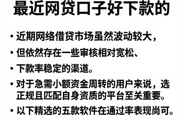 最近网贷口子好下款的,概括五个比较好的小额贷款软件