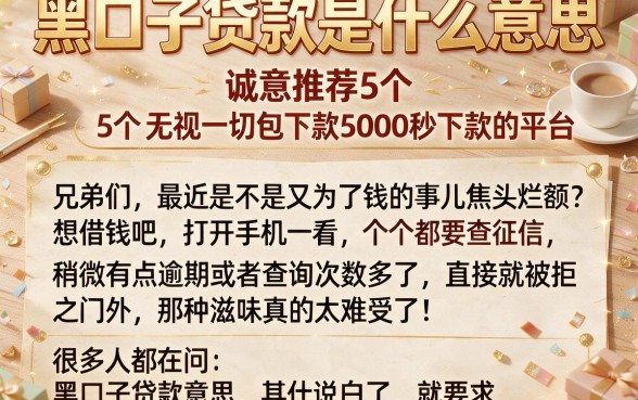 黑口子贷款是什么意思,诚意推荐5个无视一切包下款5000秒下款的平台