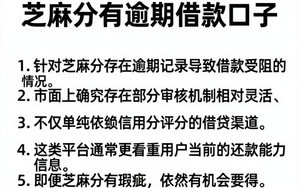 芝麻分有逾期借款口子,条列5个轻松借款无压力平台