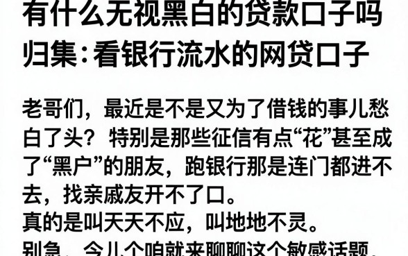 有什么无视黑白的贷款口子吗,归集五个看银行流水的网贷口子