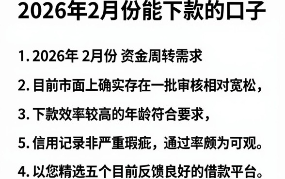 2026年2月份能下款的口子,枚举5个值得信赖的借钱软件