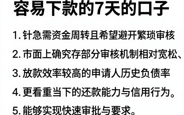 容易下款的7天的口子,枚举5个不看负债的长期网贷口子