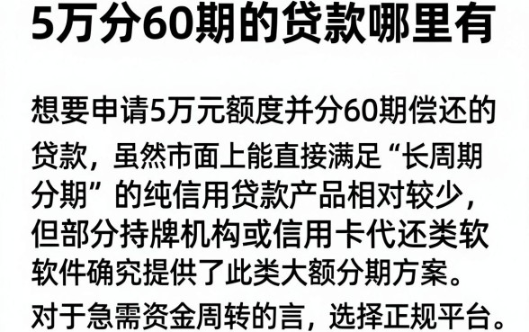 5万分60期的贷款哪里有,细致阐述5个信用卡贷款口子好软件