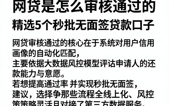 网贷是怎么审核通过的，精选5个秒批无面签贷款口子