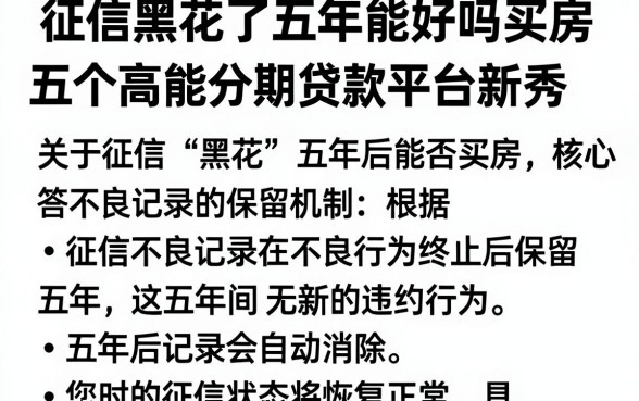 征信黑花了五年能好吗买房,筛选五个高能分期贷款平台新秀