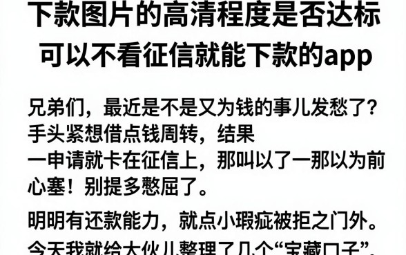 下款图片的高清程度是否达标,整理五个可以不看征信就能下款的app