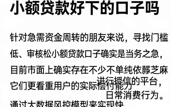小额贷款好下的口子吗,概览5个不用芝麻分能借的软件