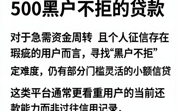 500黑户不拒的贷款,详细阐述5个借款申请快的平台