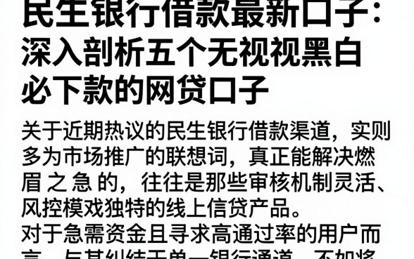 民生银行借款最新口子,深入剖析五个无视黑白必下款的网贷口子