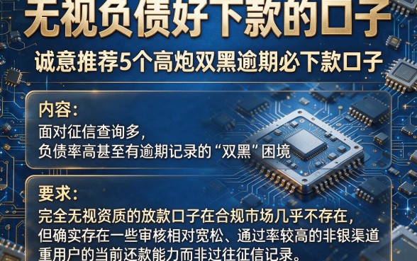 无视负债好下款的口子,诚意推荐5个高炮双黑逾期必下款口子