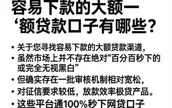 容易下款的大额贷款口子有哪些,汇整五个无视黑白100%秒下网贷口子
