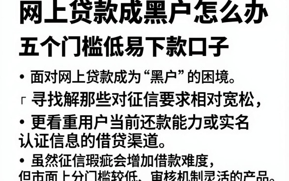 网上贷款成黑户怎么办,概括五个门槛低易下款口子