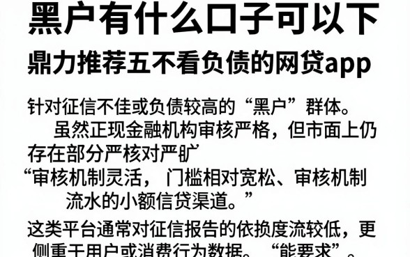黑户有什么口子可以下,鼎力推荐五个不看负债的网贷app