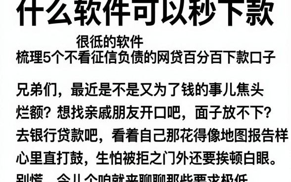 什么软件可以秒下款,要求很低的软件，梳理5个不看征信负债的网贷百分百下款口子