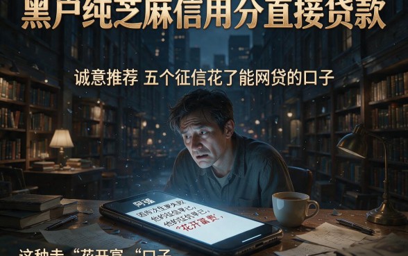 黑户纯芝麻信用分直接贷款，诚意推荐五个征信花了能网贷的口子