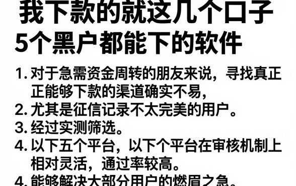 我下款的就这几个口子,胪列5个黑户都能下的软件