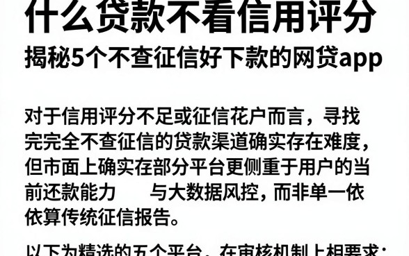 什么贷款不看信用评分,揭秘5个不查征信好下款的网贷app