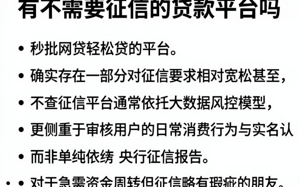 有不需要征信的贷款平台吗,细致阐述五个秒批网贷轻松贷的平台