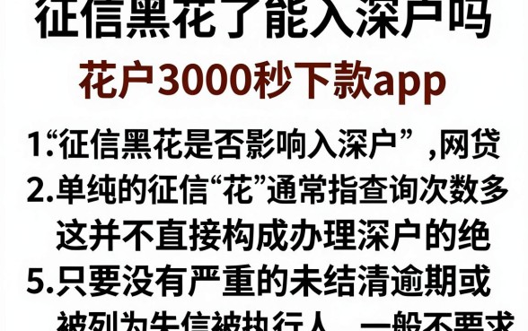 征信黑花了能入深户吗,规整五个花户3000秒下款app
