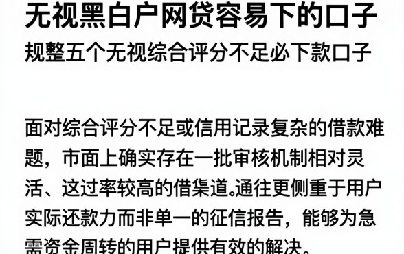 无视黑白户网贷容易下的口子,规整五个无视综合评分不足必下款口子