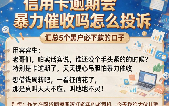 信用卡逾期会暴力催收吗怎么投诉,汇总5个黑户必下款的口子