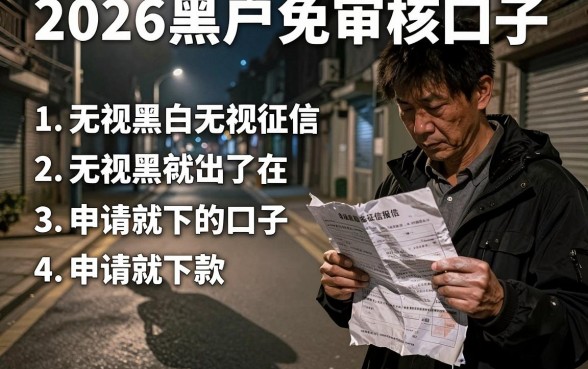 2026黑户免审核口子，条列5个无视黑白无视征信申请就下款的口子