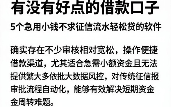 有没有好点的借款口子,深入剖析5个急用小钱不求征信流水轻松贷的软件