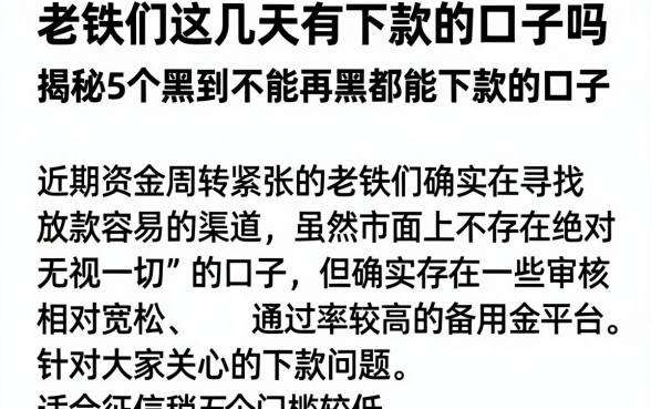 老铁们这几天有下款的口子吗,揭秘5个黑到不能再黑都能下款的口子