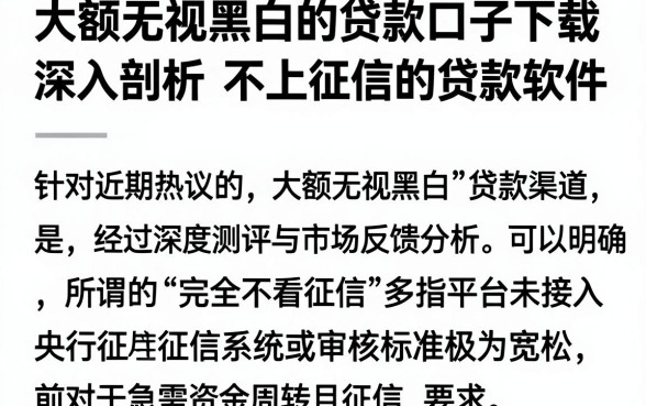 大额无视黑白的贷款口子下载,深入剖析五个不上征信的贷款软件
