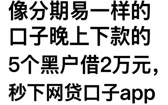 像分期易一样的口子晚上下款的,整合5个黑户借2万元秒下网贷口子app
