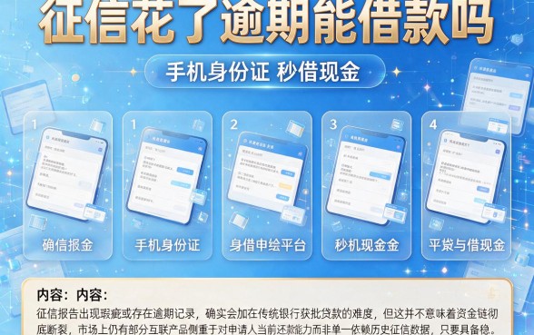 征信花了逾期能借款吗，筛选五个手机身份证秒借现金的平台