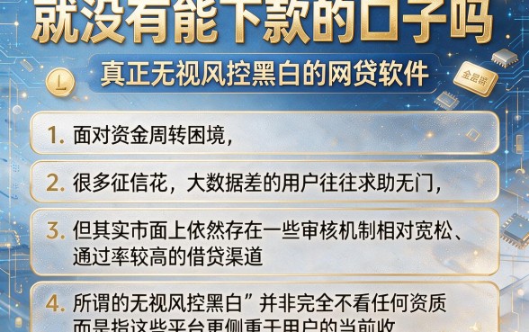 就没有能下款的口子吗,概括五个真正无视风控黑白的网贷软件