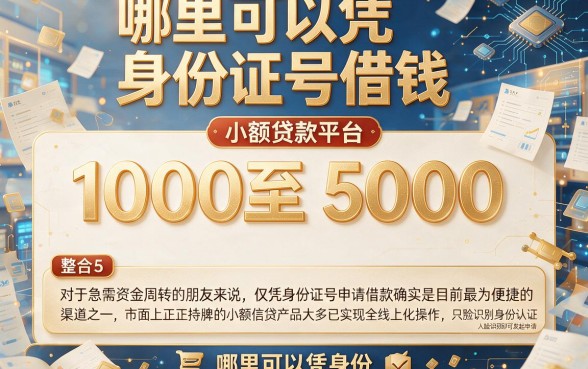 哪里可以凭身份证号借钱,整合5个1000至5000的小额贷款平台