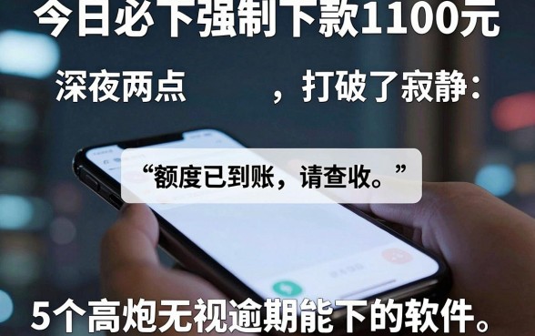今日必下强制下款1100元,细致阐述5个高炮无视逾期能下的软件