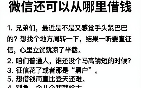 微信还可以从哪里借钱，枚举五个无视黑白的网贷app