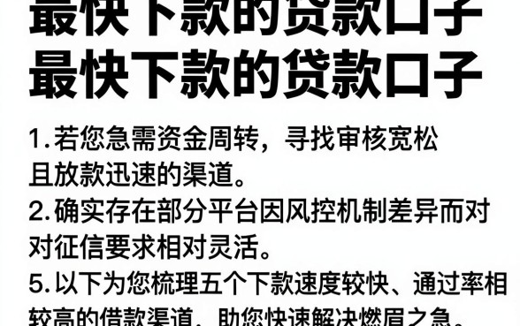最快下款的贷款口子 最快下款的贷款口子，详细阐述5个无视黑白的网贷平台